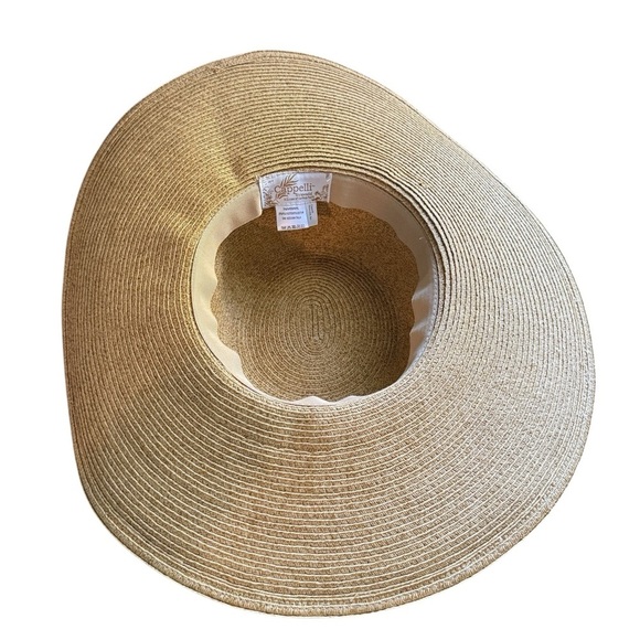 Cappelli Straworld Wide Brim Animal Print Scarf Beaded Sun Hat One Size - Picture 7 of 12